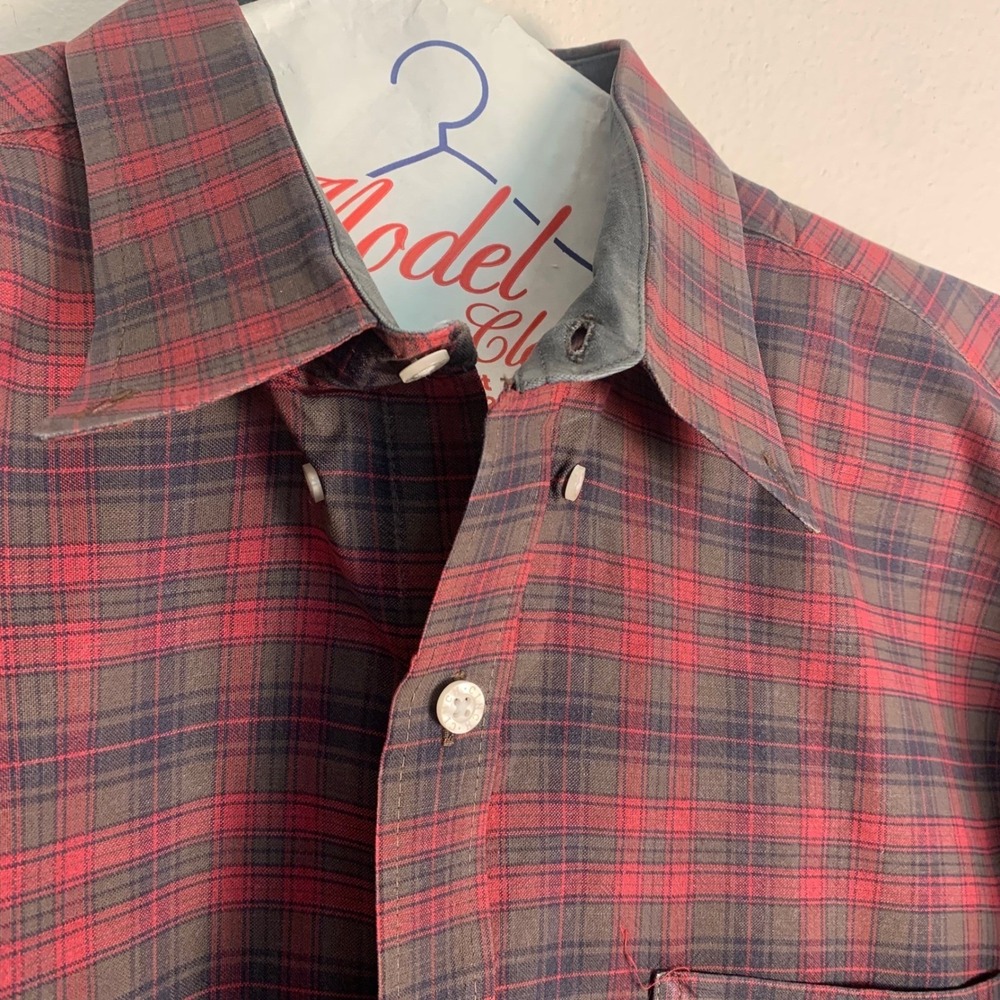Cinch Western Shirt Mens XL Meas. Red Plaid Long Sleeve Button Down Cotton Tag L - Picture 5 of 16